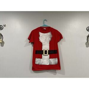 Dec. 25th Men's Red Santa Claus Beard & Belt Christmas T-Shirt Small S
